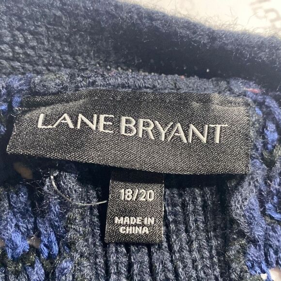 Lane Bryant Chunky Knit Sleeveless Cardigan Jacket Open Front Crochet Navy Black - Picture 11 of 15